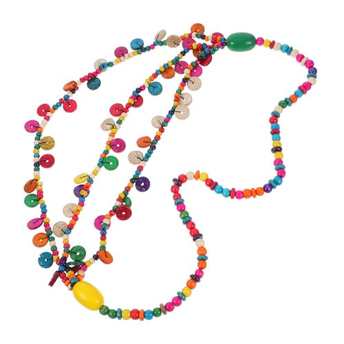 SAFIGLE Boho Halskette Damen Mehrschichtige Holzperlenkette Kokosnussschale Bunte Perlen Modischer Schmuck für Strand und Party von SAFIGLE