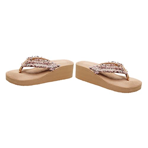 SAFIGLE Bohemian Damen Sandalen Keilabsatz Sommer Strand Slipper Leicht Atmungsaktiv Rutschfest Komfortabel für Alltag und Urlaub von SAFIGLE