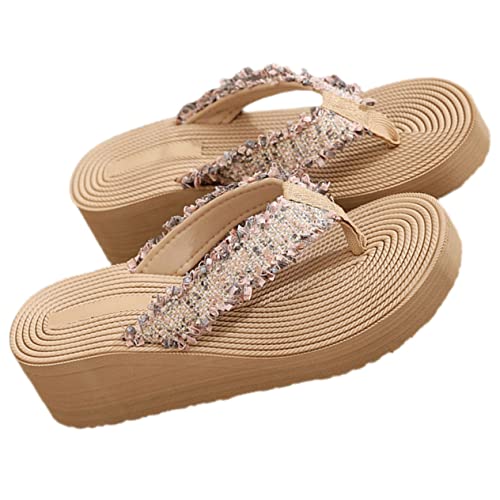 SAFIGLE Bohemian Sandalen Damen Wedge Keilabsatz Sommer Slippers Atmungsaktiv Strand Schuhe Freizeit Alltag Komfort von SAFIGLE