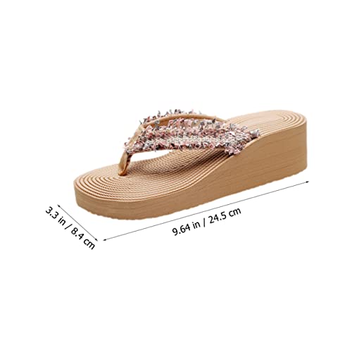 SAFIGLE Bohemian Style Damen Sandalen mit Keilabsatz Rutschfeste Atmungsaktive Beach Slippers Leichte Bequeme Sommerschuhe für Alltag und Strand Casual Slippers von SAFIGLE