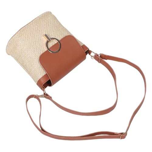 SAFIGLE Boho Damen Strohtasche Sommer Crossbody Schultertasche Geflochtene Strandtasche im Bucket-style Leichte Handgewebte Umhängetasche für Freizeit und Urlaub von SAFIGLE