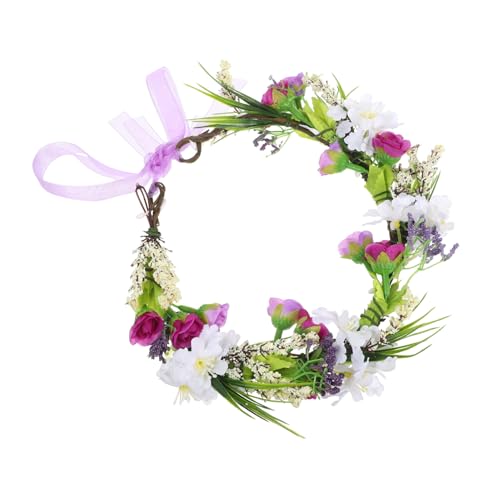SAFIGLE Boho -Haarzubehör Hochzeitshaarstück Kopfstück für Frauen Blumenstirnbänder getrocknete Blumenkrone Haarnadel mit Blumendekoration Blumenhaarkronen Kabel -Outsourcing -Tuch Violett von SAFIGLE