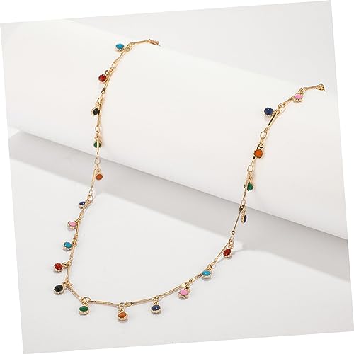 SAFIGLE Boho Stil Bunte Stein Halskette Für Damen Einlagige Kette Mit Farbenfrohem Stein-design Elegantes Accessoire Für Partys Und Alltag von SAFIGLE