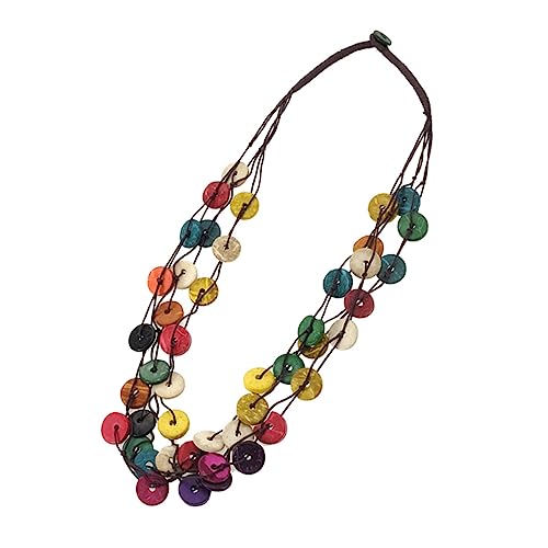 SAFIGLE Farbenfrohe Boho-webkette Mit Kokosnussschalenanhänger Halskette Im Vintage-stil Schmuck Für Frauen Und Mädchen Passend Für Geburtstage Partys Strand von SAFIGLE