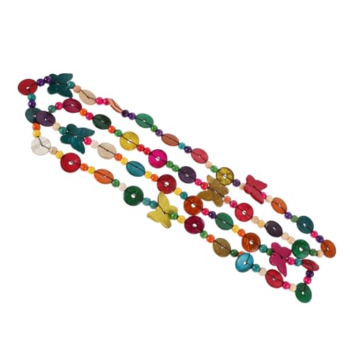 SAFIGLE Boho Lange Mehrlagige Halskette Damen mit Bunten Schmetterlingsscheiben Handgefertigte Kokosnuss schalen Perlenkette Flexibler Doppelter Choker für Vielseitigen Ethno look von SAFIGLE