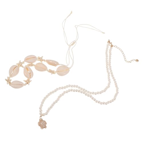 SAFIGLE Boho Muschelkette Damen mit Perlen und Muschelanhänger Doppellagiges Strandschmuck Design Sommerliche Halskette für Urlaub und Strandmode Lässiger Maritimer Schmuck für Frauen von SAFIGLE