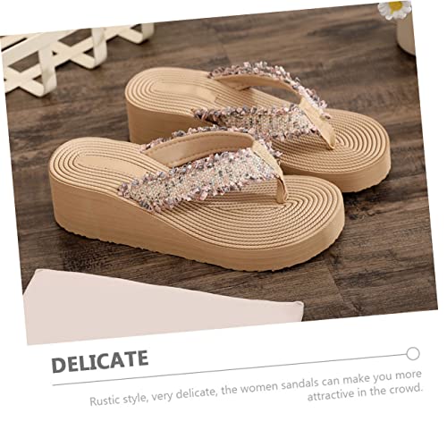 SAFIGLE Boho Stil Damen Sandalen Wedges Rutschfest Sommer Slippers Strand Schuhe Für Outdoor Alltag Komfortable Atmungsaktive Pantoletten von SAFIGLE