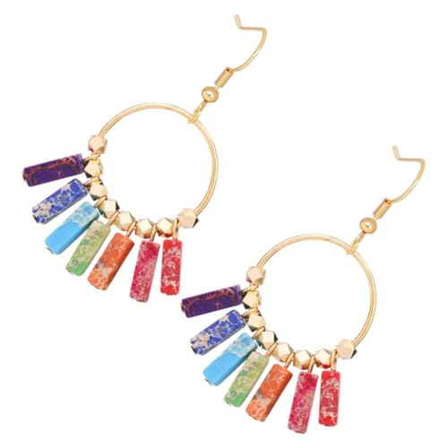 SAFIGLE Boho Stil Ohrringe Damen Türkis Quasten Ohrhänger Bunte Steine Modischer Schmuck für Party Alltag und Schule von SAFIGLE