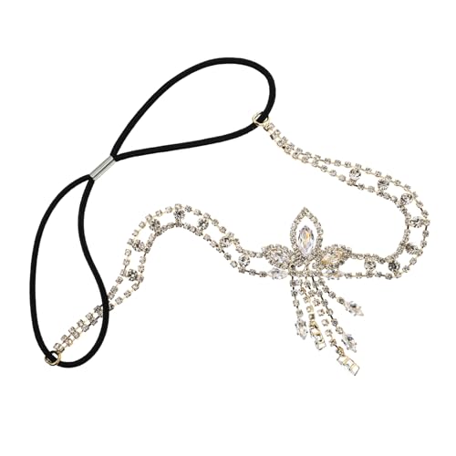 SAFIGLE Braut Haarschmuck Strass Haarkette mit Wasserfall Design Leichter Schmuck für Hochzeit Verlobung und Festliche Anlässe Glänzende Kopfbedeckung für Damen von SAFIGLE