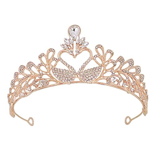 SAFIGLE Braut Tiara Haarschmuck mit Funkelnden Strasssteinen Leicht Tragbar Langlebig Geeignet für Hochzeit Festlichkeiten und Fotoshootings Goldfarbene Filigranes Design von SAFIGLE