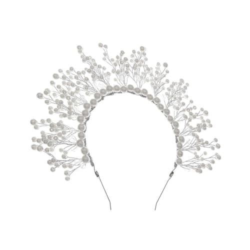 SAFIGLE Brautkrone Haarschmuck mit Perlen Tiara für Hochzeit Party und Festlichkeiten Leicht und Komfortabel Besondere Anlässe von SAFIGLE