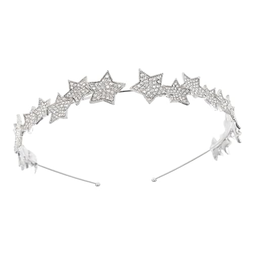 SAFIGLE Strass Stirnband Tiara-krone Haarzubehör Silbernes Stirnband Braut Hochzeit Krone Tiara-haarband Sternkopfschmuck Für Bräute Und Brautjungfern von SAFIGLE