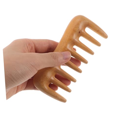 SAFIGLE Breiter Holz Kamm aus Natürlichem Boxholz Glatte Oberfläche Statikreduzierend Kompakt und Tragbar Scalp Massage Static Massagekamm für Frauen Geeignet für Lockiges Welliges und von SAFIGLE