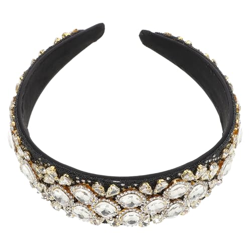 SAFIGLE Breites Weißes Barock Haarband mit Funkelnden Strasssteinen Vintage Haarschmuck Accessoire für Hochzeit Brautmode und Festliche Anlässe Leicht und Komfortabel zu Tragen von SAFIGLE