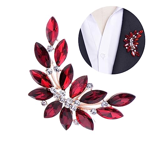 SAFIGLE Broschen für Damen hochzeitsschmuck hochzeits schmuck Gurtzeug anschnallen gehäkeltes Bandana Brosche Braut Broschen für Blumensträuße koreanische Mode Strauß Blattrebe Stift rot von SAFIGLE