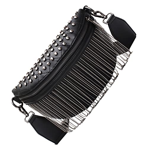 SAFIGLE Brusttasche Damen PU Nieten Quasten Umhängetasche Multifunktionale Crossbody Fanny Pack für Handy Karten Modisches Design von SAFIGLE
