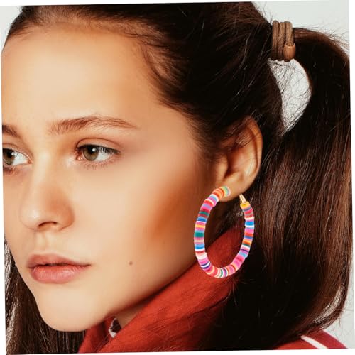 SAFIGLE Bunte Bohemian Ohrhänger Polymer Clay Leicht Rund Modisch Farbenfroh Damen Teenager Alltags Party Schmuck von SAFIGLE