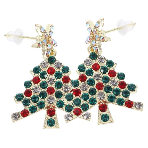 SAFIGLE Bunte Weihnachtsbaum Ohrstecker Damen Ohrschmuck Leicht Modisch Vielseitig für Party Alltag von SAFIGLE