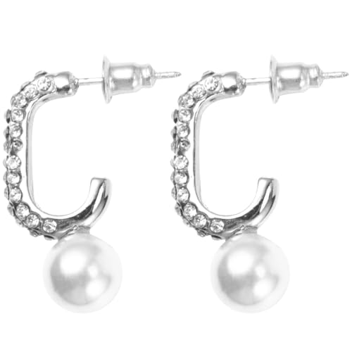 SAFIGLE C förmige Perlen Ohrstecker Damen Silber Schmuck Kreative Mode Ohrringe Elegant Leicht Tragbar Für Alltag und Festtage von SAFIGLE