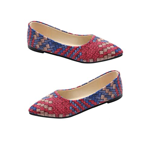 SAFIGLE Chic Loafers Damen Spitz Zulaufende Flache Schuhe mit Weicher Innenfütterung und Bequemer Sohle Ballerinas für Alltag und Urlaub Rote Flats Flache Schuhe für Frühling Herbst von SAFIGLE