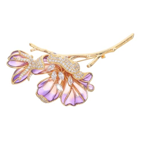 SAFIGLE Chinesische Begonien-Brosche Damen Emaille Blumen Anstecknadel mit Strass Vintage Schmuck für Mantel Jacke Kleid Accessoires in Violett SAFIGLE Chinesische Begonien-Brosche Damen Emaille Blumen Anstecknadel mit Strass Vintage Schmuck für Mantel Jacke Kleid Accessoires in Violett von SAFIGLE