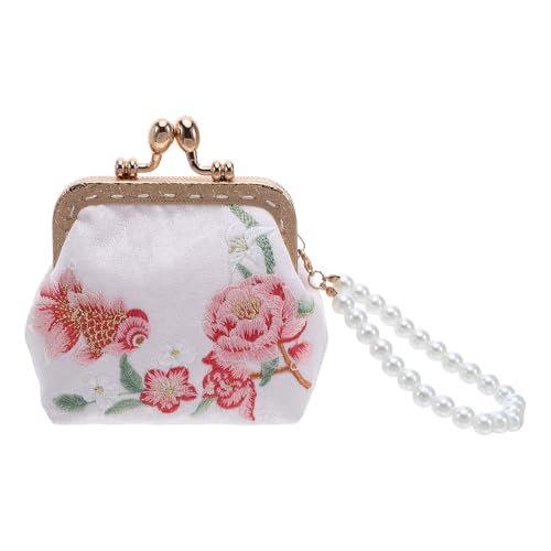 SAFIGLE Clutch-Geldbörse: Chinesische bestickte Geldbörse mit Blumenmuster – Mini- aus Stoff – Beutel mit Stickerei und Schloss – Münzbeutelhalter von SAFIGLE