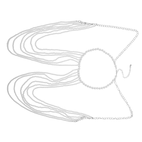 SAFIGLE Damen Body Chain mit Mehrlagigen Imitationsperlen Vintage-hohlmuster Eleganter Choker und Bikini-brustkette Vielseitiger Körperschmuck für Hochzeit Festival und Besondere Anlässe von SAFIGLE