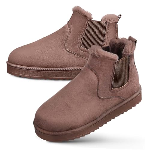 SAFIGLE Schneestiefel Damen Mit Fuzzy Boots Warme Kurzstiefel Für Winter Stiefeletten Mit Gepolsterter Innensohle Für Damen Schneeschuhe Für Kaltes Wetter von SAFIGLE
