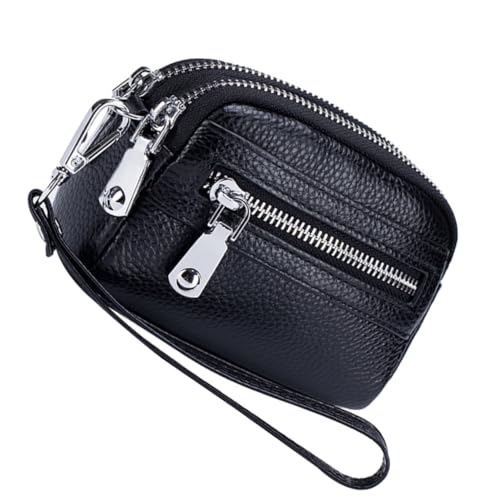 SAFIGLE Damen Geldbörse Echtem Multifunktionale Kleine Brieftasche mit Doppeltem Reißverschluss Fächern Geldbörse für Karten Münzen von SAFIGLE