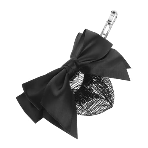 SAFIGLE Netzhaarnetz Mit Schleife Elastische Haarknotenabdeckung Rutschfeste Clip Für Damen Schwarze Duttabdeckung Atmungsaktive Kopfschmuck Für Mädchen Und Frauen von SAFIGLE