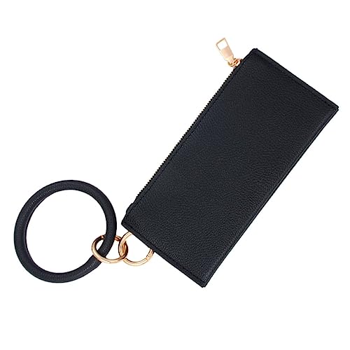 SAFIGLE Damen PU Geldbörse Schlüsselanhänger Tasche Tragbare Handtasche mit Reißverschluss für Alltag Party und Shopping Schwarz von SAFIGLE