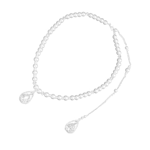 SAFIGLE Lange Perlenkette Für Damen Mit Rückenkette Brautkette Mit Kreativer Quaste Und Anhänger Halskette Für Hochzeit Party Und Alltag von SAFIGLE