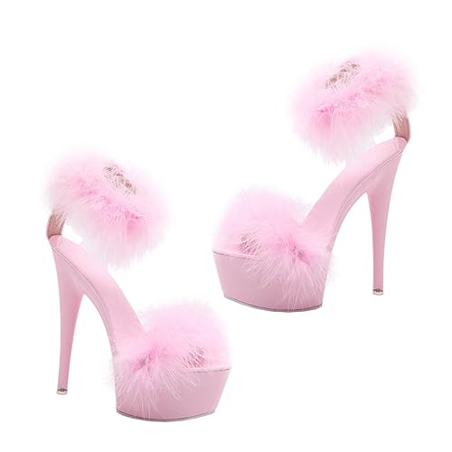 SAFIGLE Damen Sandalen Super High Heels Federverziert Sommerschuhe Elegant und für Sommerkleidung von SAFIGLE
