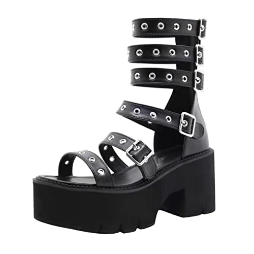 SAFIGLE Damen Sandalen mit Chunky Keilabsatz Sommerliche Schwarze Komfort Schuhe mit Dickem Absatz Stilvolle Weibliche Freizeit Sandalen für Partys Büro Hochzeit und Alltag von SAFIGLE
