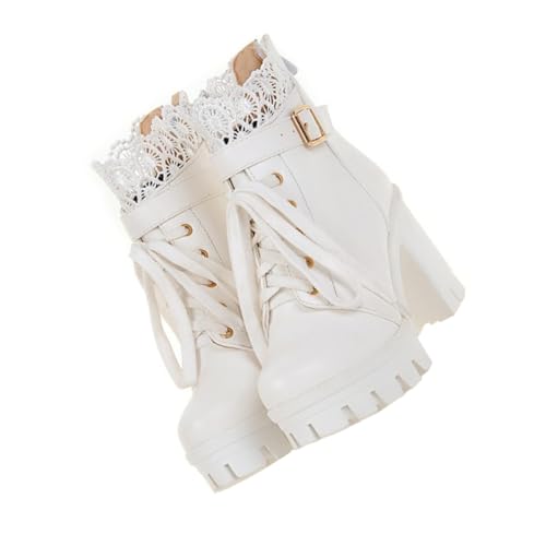 SAFIGLE Damen Stiefeletten mit Bequemem Blockabsatz Herbst Winter Atmungsaktives PU Rutschfeste Gummisohle Modische Kurzstiefel für Stilvolle Auftritte und Alltag Weibliche Komfortschuhe von SAFIGLE