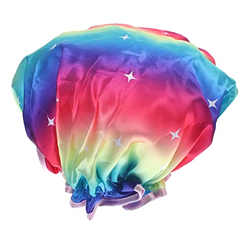 SAFIGLE Doppellagige Duschhaube aus Atmungsaktivem Material und Elastisch für Damen zum Waschen Make Up Schlafen Salon Passend für Kopfgrößen von SAFIGLE