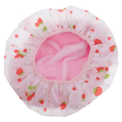 SAFIGLE Doppellagige Erdbeer Duschhaube Elastisch Schnell Trocknend Wiederverwendbare Badekappe Haarschutz für Dusche und Spa Geeignet für Damen und Herren von SAFIGLE