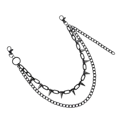 SAFIGLE Doppellagige Punk Hosenkette für Herren Damen Hip Hop Jean Kette mit Nieten Dekoration für Gothic Street Fashion Outfits Vielseitiges Accessoire von SAFIGLE