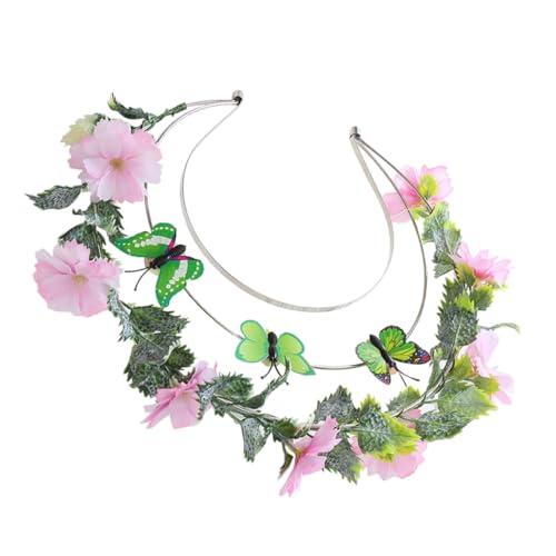 SAFIGLE Dreischichtiges Blumenhaarband mit Schmetterlingsdekor Eleganter Brautschmuck Vielseitiges Hochzeit Haarschmuck accessoire für Damen Geeignet für Geburtstags Abendfeiern von SAFIGLE