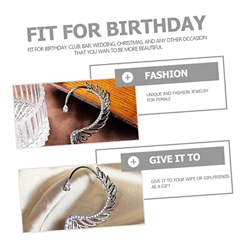 SAFIGLE Durchbohrte Ohrclip Ohrringe Damen Ear Wrap Crawler mit Funkelnden Strasssteinen Modischer Engelsschwinge Ohrklemme für Alltag Hochzeit Party und von SAFIGLE