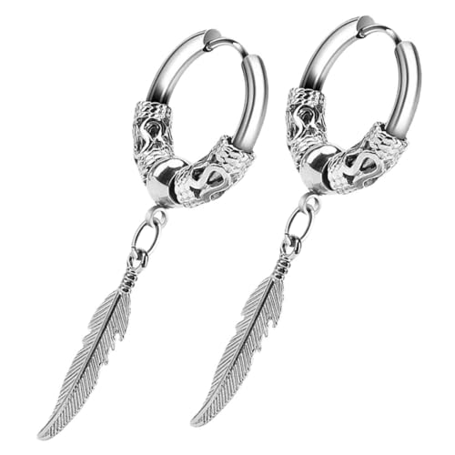 SAFIGLE Edelstahl Creolen Ohrringe mit Drachenmuster Design Dangle Hoops für Damen Herren Modischer Schmuck Alltag Party von SAFIGLE