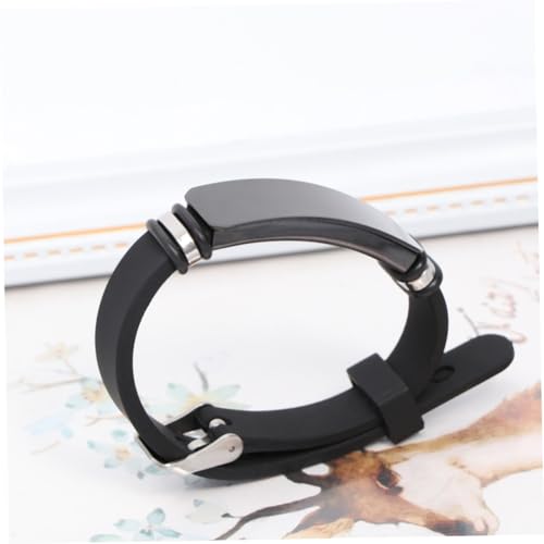 SAFIGLE Edelstahl Gebogenes Armband mit Schwarzem Silikon handseil Modisches Wrist Decoration Schmuckstück Langlebiges Herren Hand Rope Accessoire für Alltag und Party von SAFIGLE