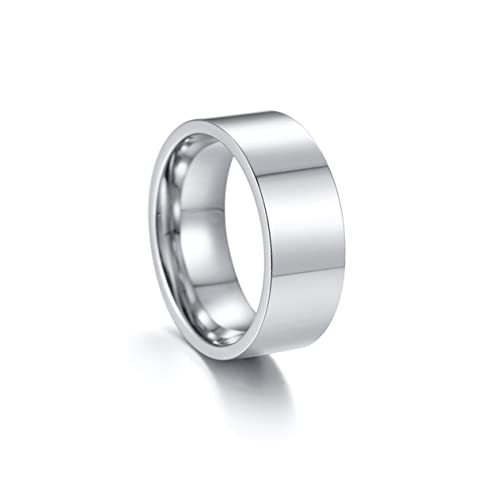 SAFIGLE Edelstahlring Unisex Flach Schlicht Langlebig Rostfrei Diy Gravur Ring für Hochzeit Verlobung Party von SAFIGLE