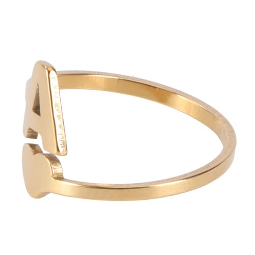 SAFIGLE Edelstahlring mit Englischem Initial Schlichtes Goldenes Design Modischer Damen Fingerring Zeitloses Schmuckstück für Alltag Party und Stilvolle Ringdekoration für Frauen von SAFIGLE