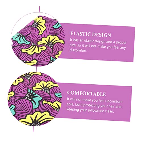 SAFIGLE Elastische Damen Schlafmütze aus Polyester mit Afrikanischem Doppel Satin Bequeme Haarschutzhaube für Nacht Rutschfeste Haarkur Kappe Weiche Kopfhaube für Zuhause und Pflege von SAFIGLE