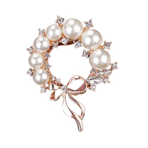 SAFIGLE Elegante Damen Brosche Gold mit Perlen und Strass Zarte Schleifenform Anstecknadel für Pullover und Schal Modisches Schmuck accessoire und Kleines Geschenk für Frauen bei Festen von SAFIGLE