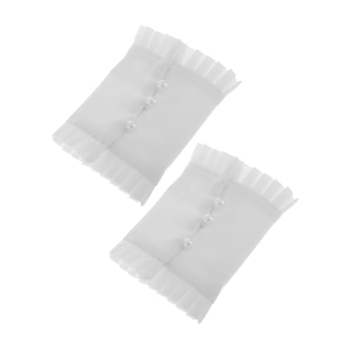 SAFIGLE Elegante Damen Fake Ärmel mit Perlenknöpfen Muster Manschetten im Vintage stil Vielseitige Rüschenverzierte Halbfake Ärmel für Blusen und Pullover Weiß Modische Krageneinsätze von SAFIGLE