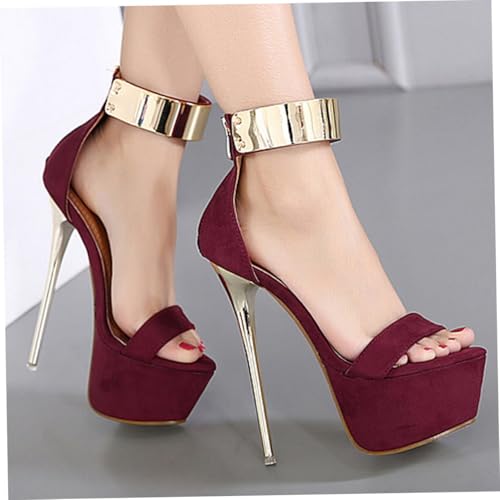 SAFIGLE Elegante Damen Sandaletten mit Dünnem Absatz Wasserdichte Plateau sandaletten in Schwarz Atmungsaktive Sommerschuhe für Frauen Modische Kreative High Heels für Strand und Alltag von SAFIGLE