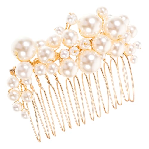 SAFIGLE Eleganter Perlenhaarkamm Für Hochzeiten Delikater Brautschmuck Modisches Haarschmuck-accessoire Für Damen Für Besondere Anlässe Und Feiern Goldene Haarspange von SAFIGLE