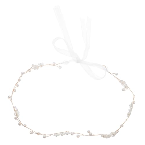 SAFIGLE Elegantes Perlen Stirnband Brautschmuck Haarschmuck mit Handgefertigtem Blumen Design Leichter Kopfschmuck für Besondere Anlässe Wie Hochzeit Masquerade und Festliche Events von SAFIGLE